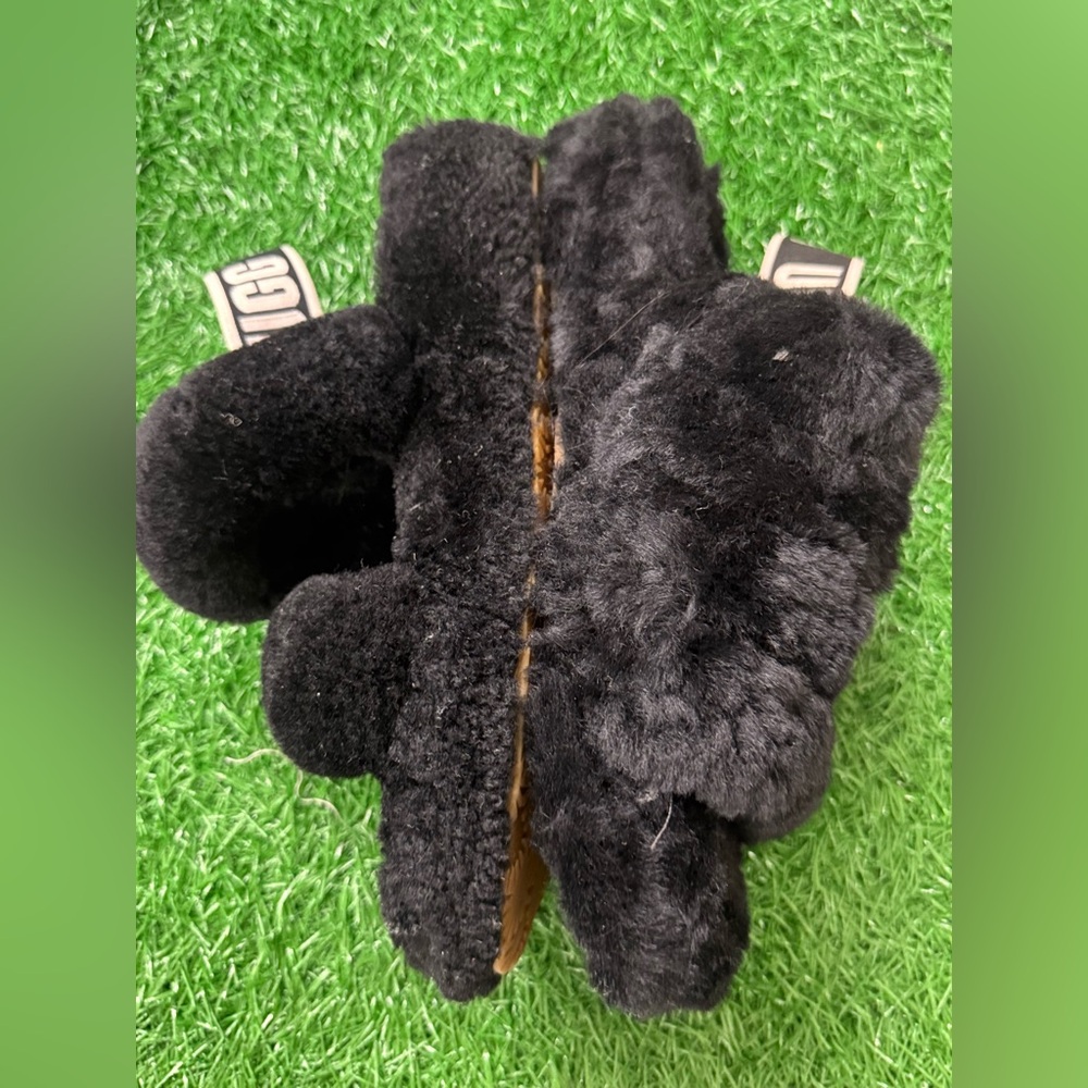 UGG Black Fluffy Slides Size 8‎